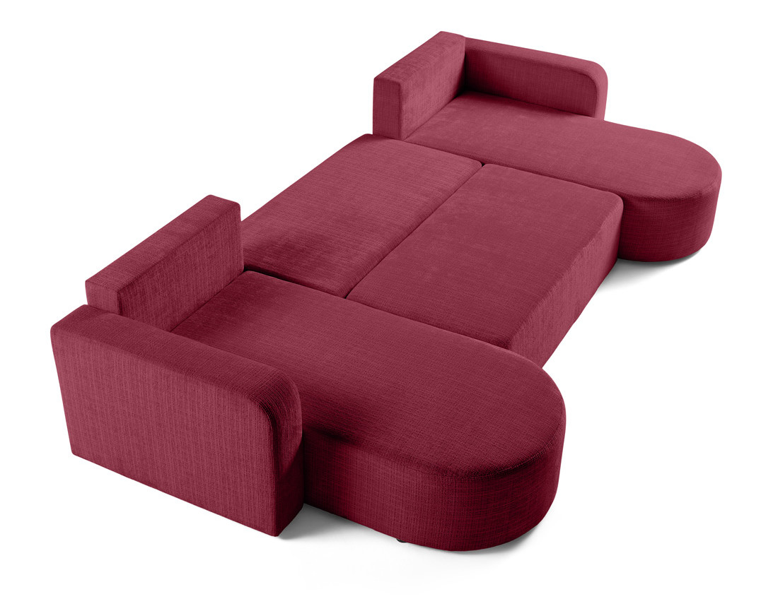 Canapé panoramique convertible avec coffre en velours texturé Miro