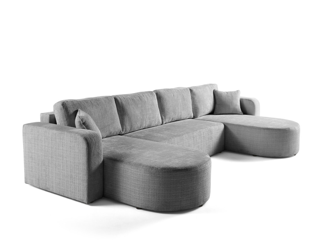 Canapé panoramique convertible avec coffre en velours texturé Miro