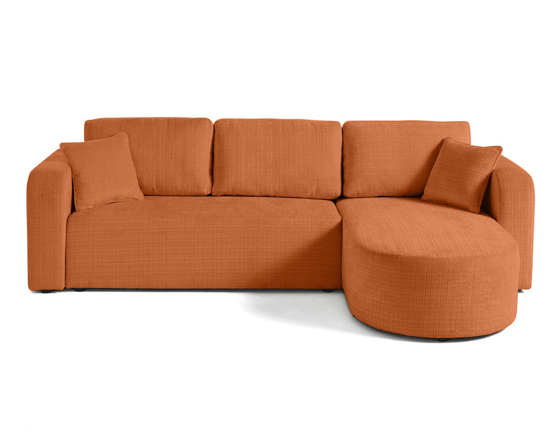 Canapé d'angle réversible 4 places convertible avec coffre en velours texturé Miro