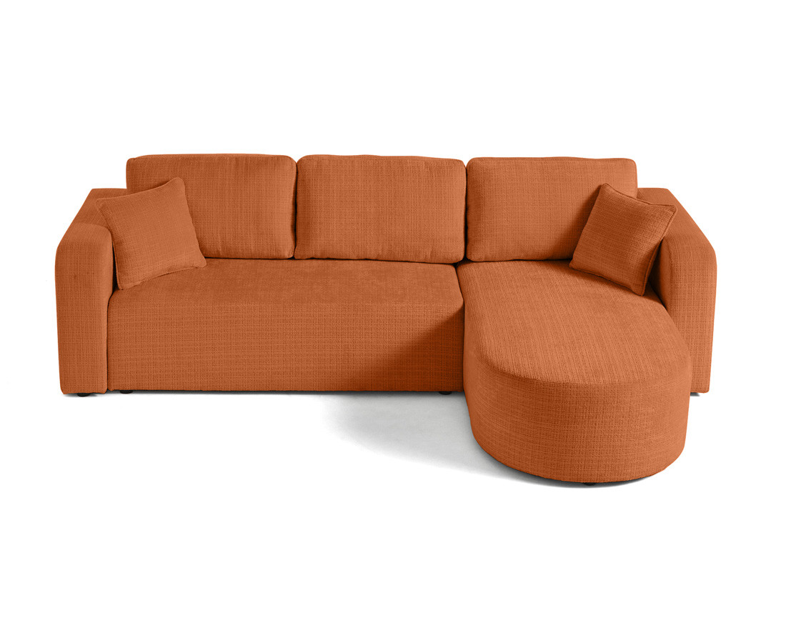 Canapé d'angle réversible 4 places convertible avec coffre en velours texturé Miro