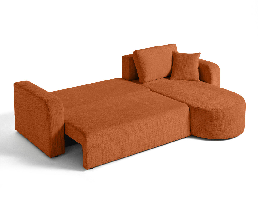 Canapé d'angle réversible 4 places convertible avec coffre en velours texturé Miro