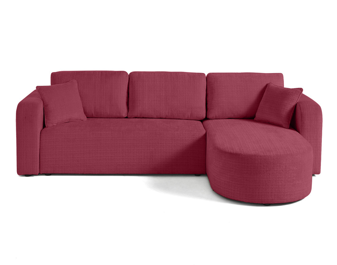 Canapé d'angle réversible 4 places convertible avec coffre en velours texturé Miro