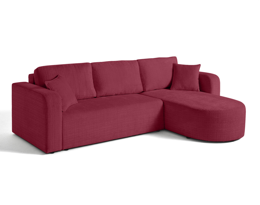 Canapé d'angle réversible 4 places convertible avec coffre en velours texturé Miro