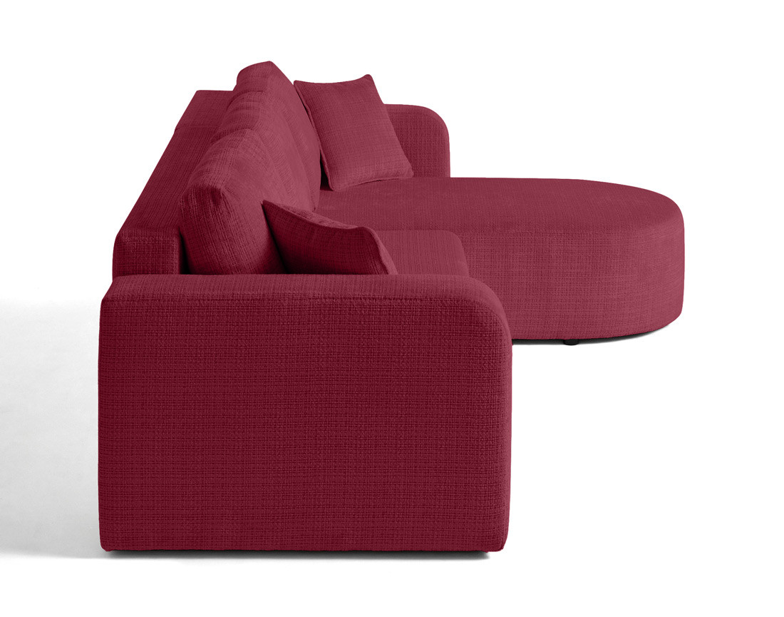 Canapé d'angle réversible 4 places convertible avec coffre en velours texturé Miro