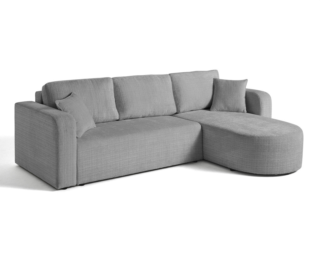 Canapé d'angle réversible 4 places convertible avec coffre en velours texturé Miro