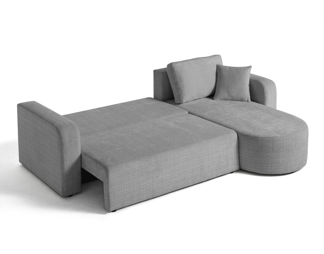 Canapé d'angle réversible 4 places convertible avec coffre en velours texturé Miro