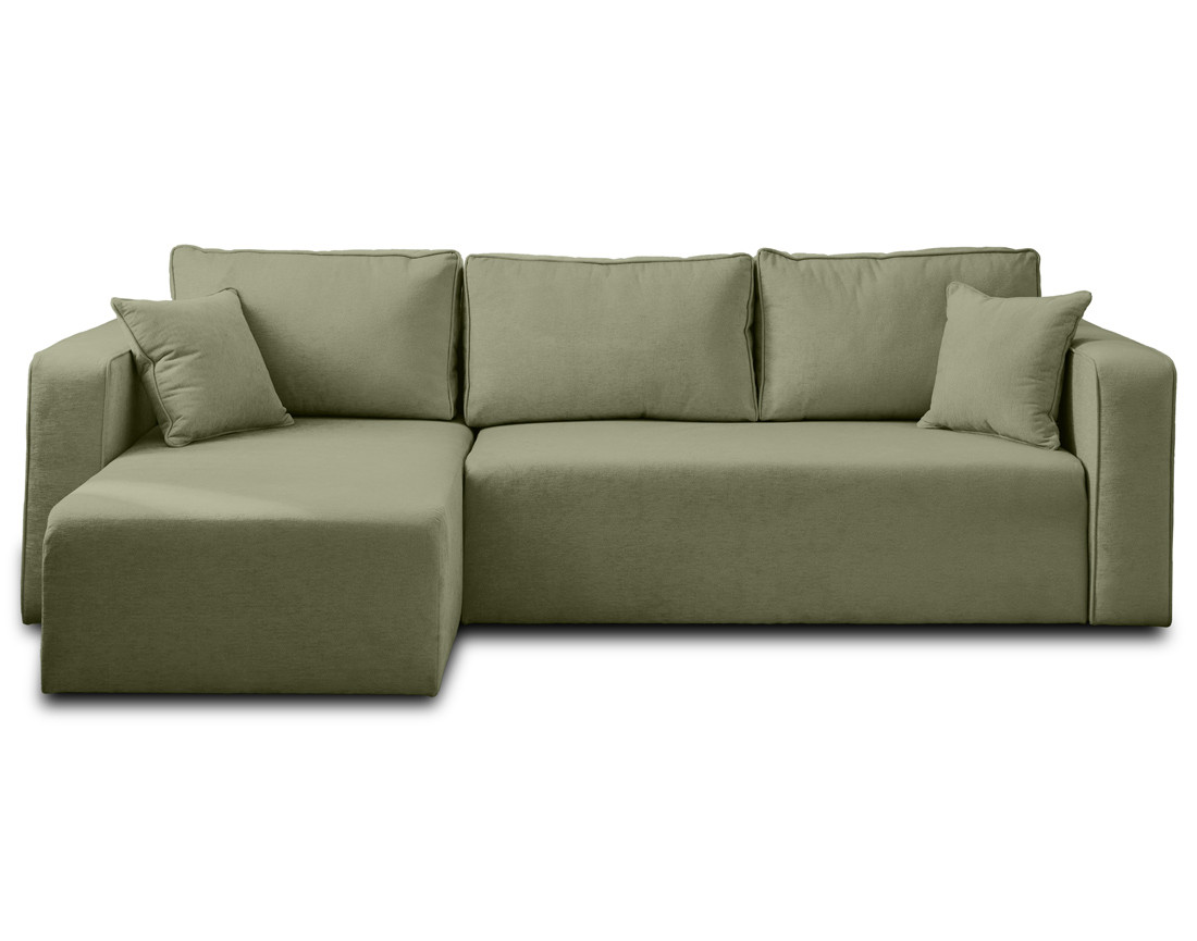 Canapé d'angle réversible 4 places convertible avec coffre en tissu Topaze