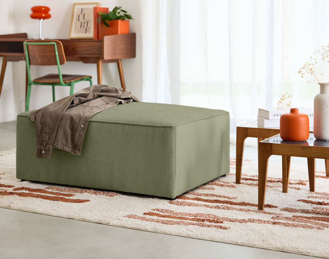 Pouf en tissu Topaze