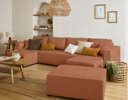 Canapé panoramique 7 places - convertible avec coffre - Topaze