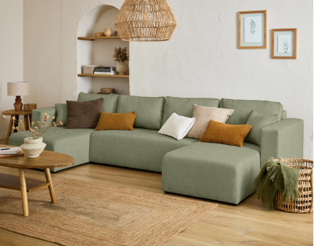 Canapé panoramique 7 places - convertible avec coffre - Topaze