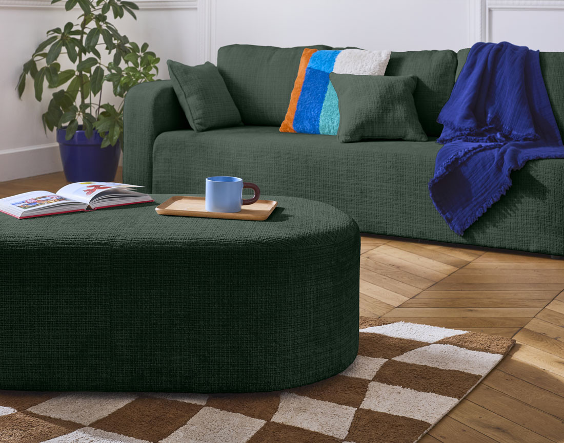 Pouf en velours texturé Miro