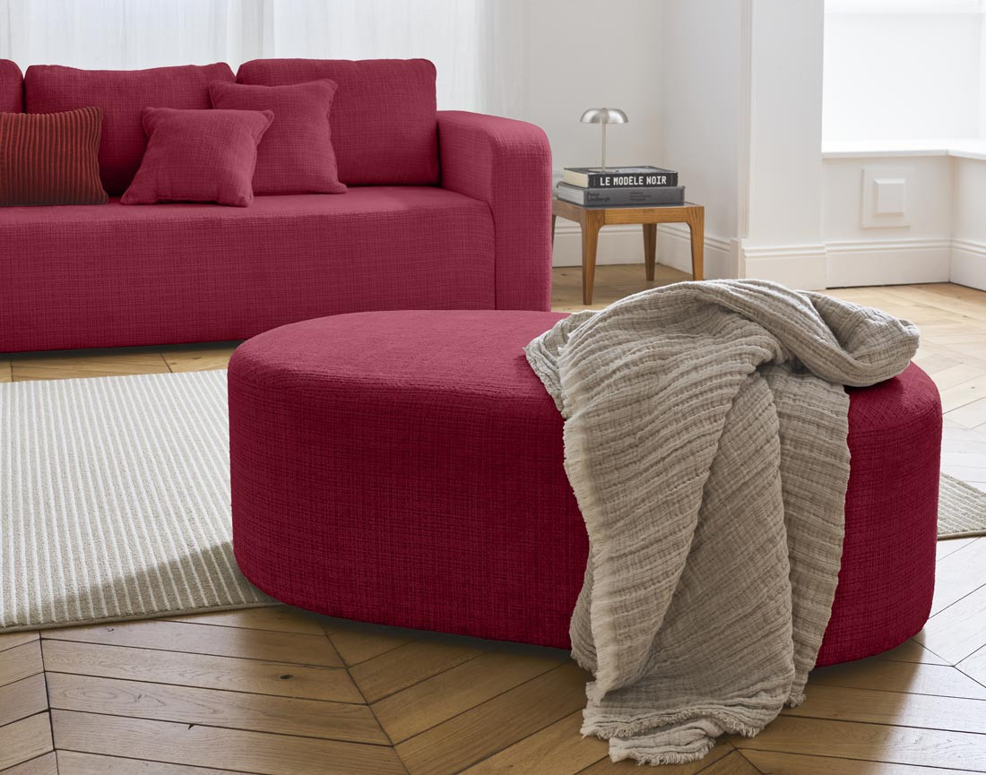 Pouf en velours texturé Miro