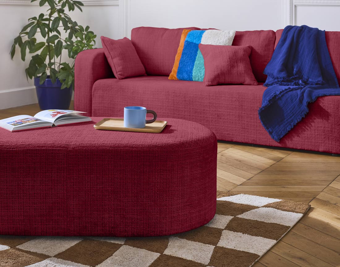 Pouf en velours texturé Miro