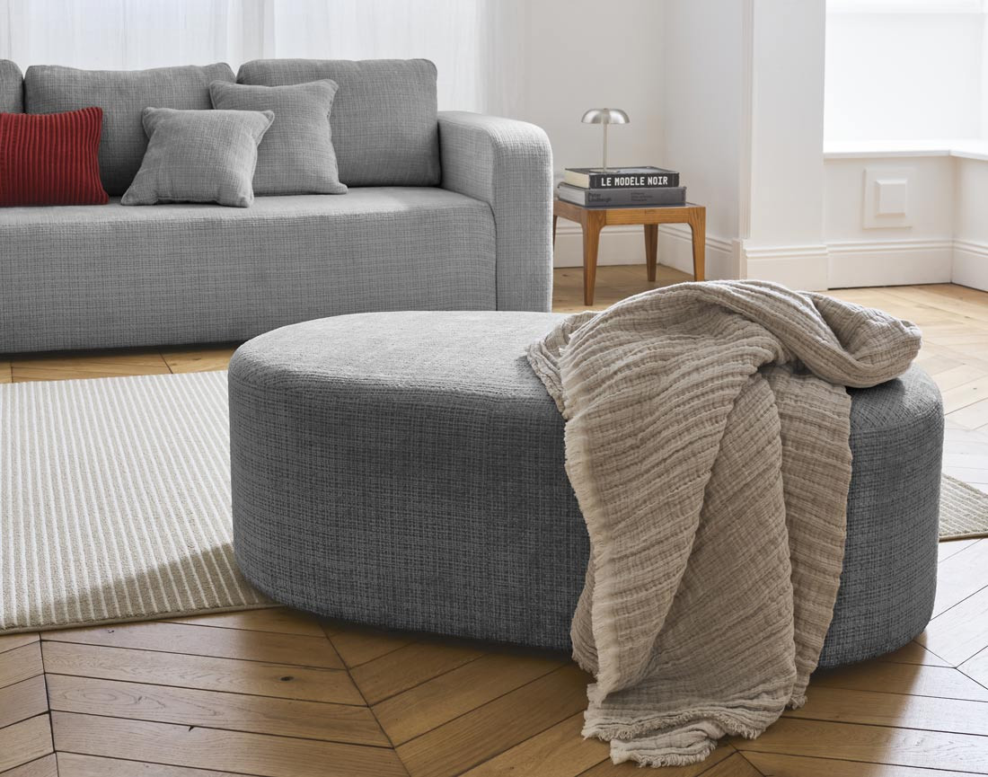 Pouf en velours texturé Miro