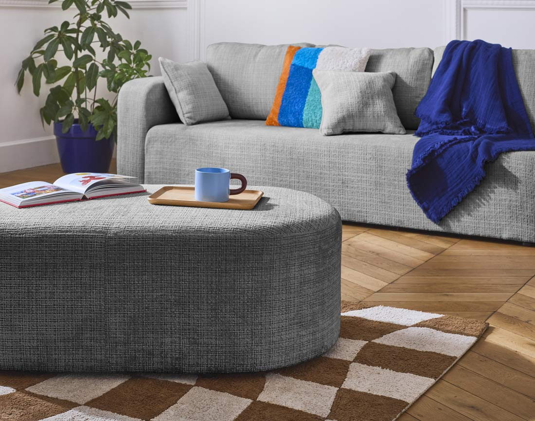 Pouf en velours texturé Miro