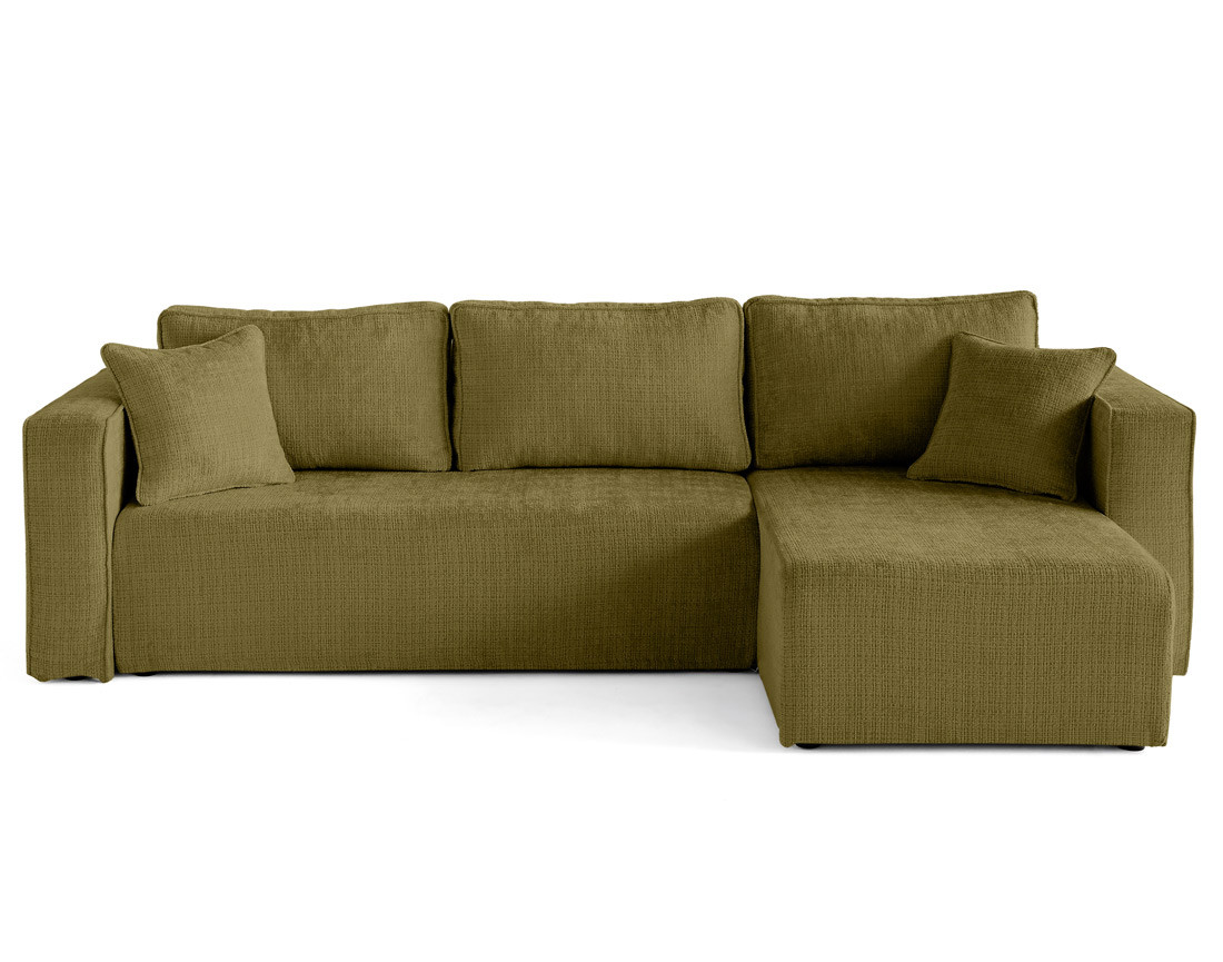 Canapé d'angle déhoussable réversible 4 places en velours texturé Topaze