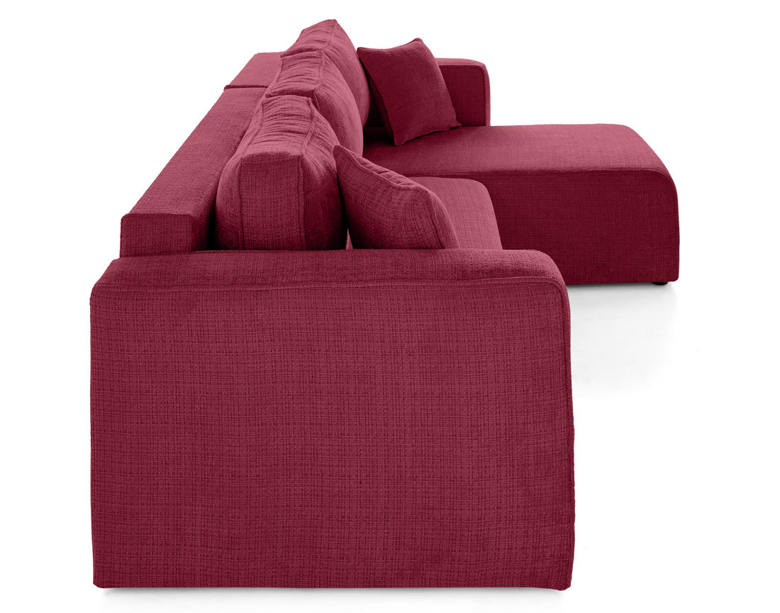 Canapé d'angle déhoussable réversible 4 places en velours texturé Topaze