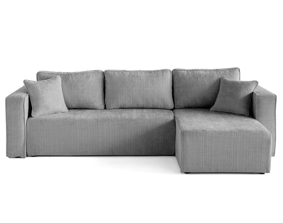 Housse en velours texturé pour canapé d'angle réversible 4 places