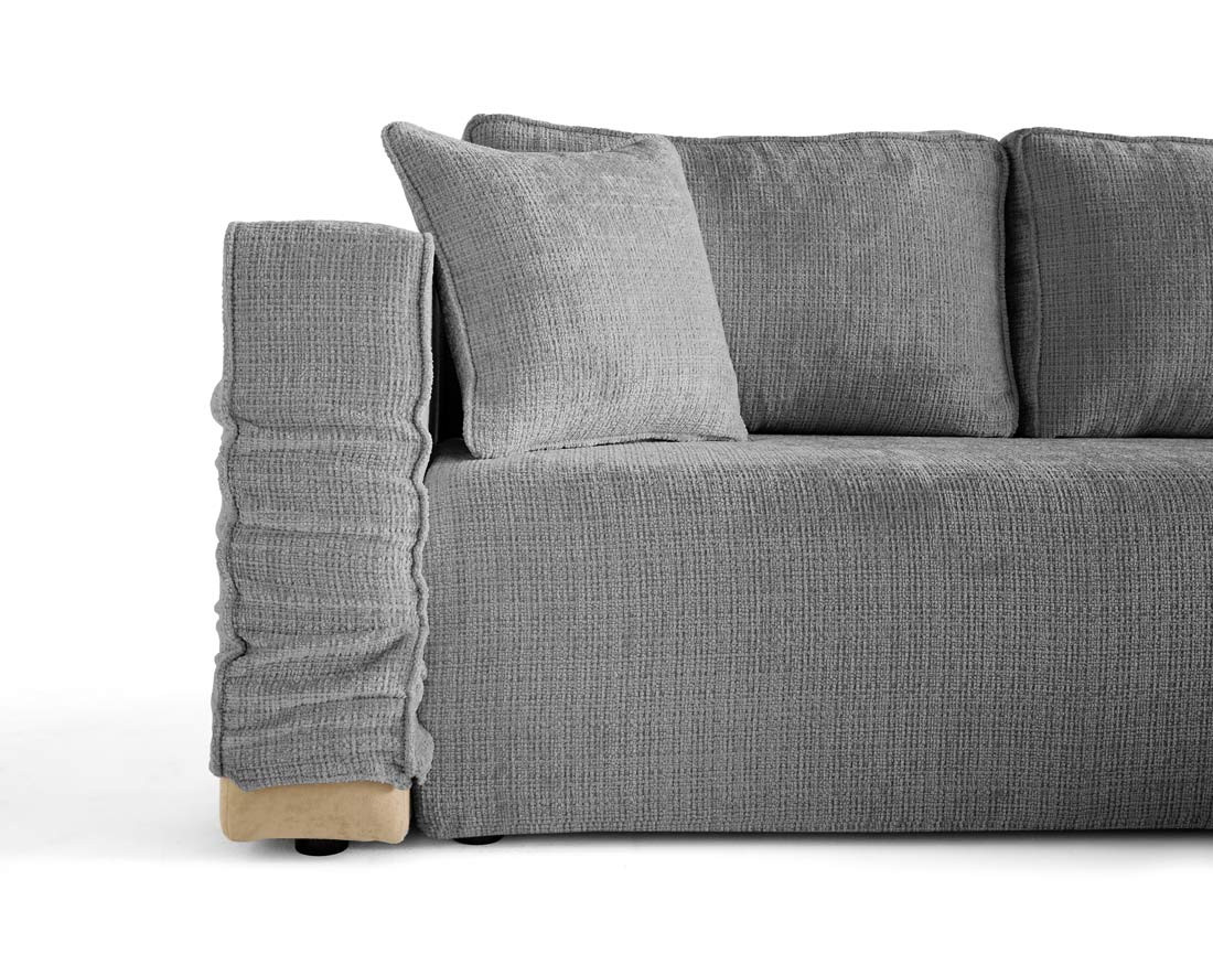 Housse en velours texturé pour canapé d'angle réversible 4 places