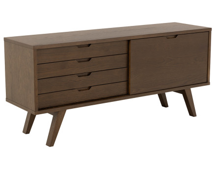Buffet chêne foncé 4 tiroirs et 1 porte 160 cm Pauline