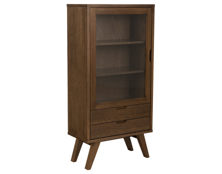 Vitrine chêne 2 tiroirs et 1 porte 72x145 cm Pauline