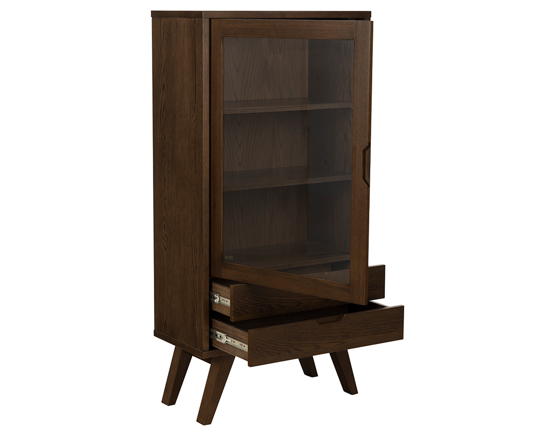 Vitrine chêne 2 tiroirs et 1 porte 72x145 cm Pauline