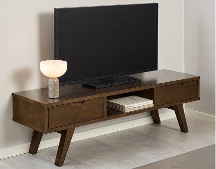 Meuble tv chêne foncé 2 tiroirs 150 cm Pauline