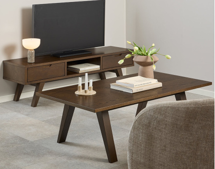 Table basse bois chêne foncé 130 cm Pauline