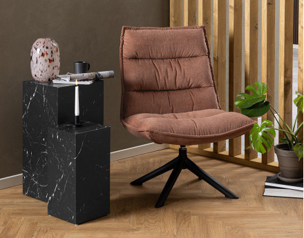 Fauteuil pivotant pieds en acier en tissu chenille Mellow