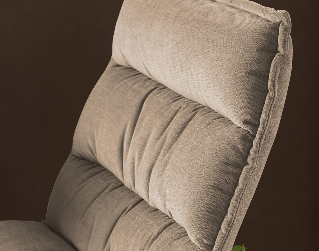 Fauteuil pivotant pieds en acier en tissu chenille Mellow