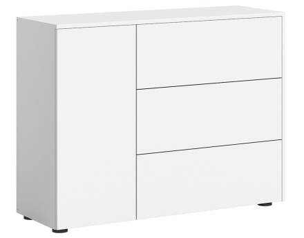 Buffet bas 3 tiroirs et 1 portes blanc 105 cm Ned