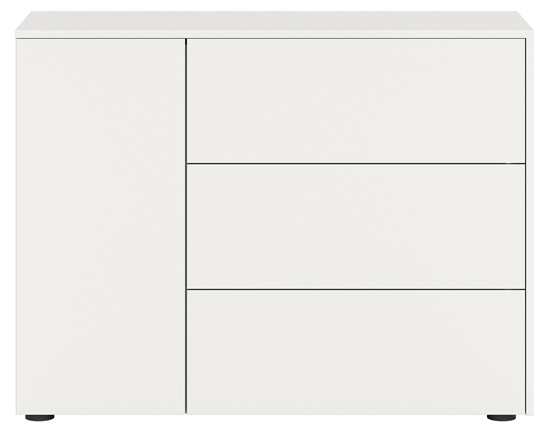 Buffet bas 3 tiroirs et 1 portes blanc 105 cm Ned