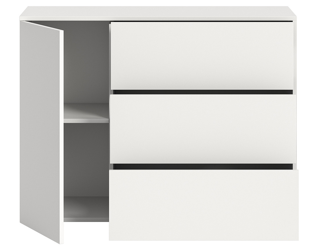 Buffet bas 3 tiroirs et 1 portes blanc 105 cm Ned