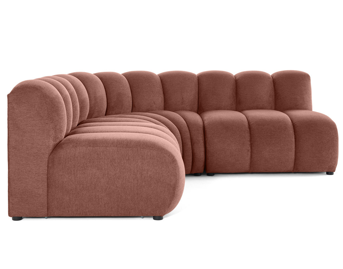 Canapé modulable d'angle réversible 4 places sans accoudoirs en tissu texturé Debbie