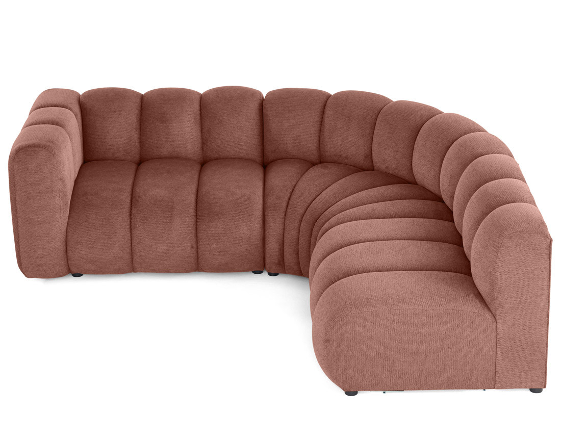 Canapé modulable d'angle droit 4 places avec accoudoir en tissu texturé Debbie