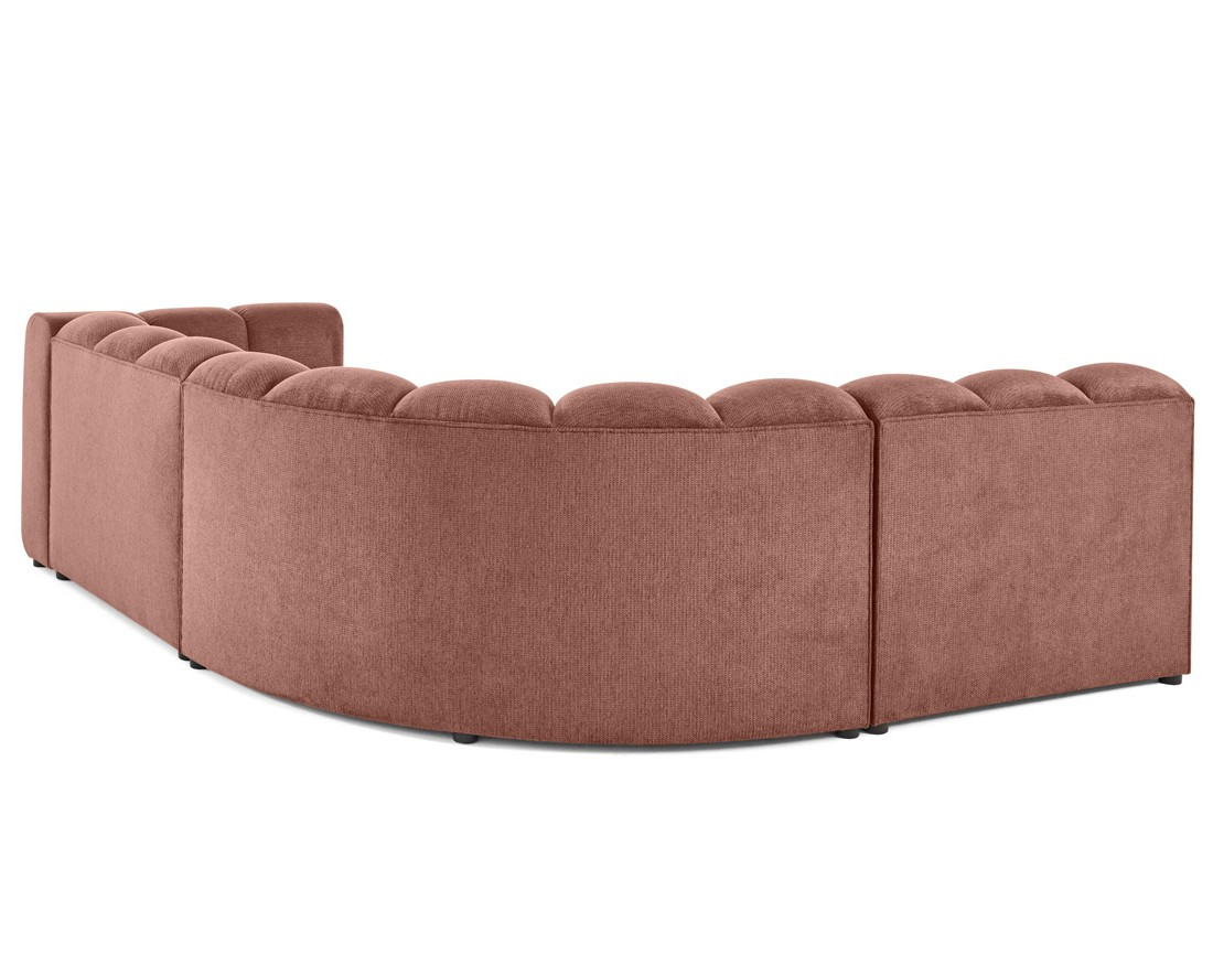 Canapé modulable d'angle gauche 4 places avec accoudoir en tissu texturé Debbie