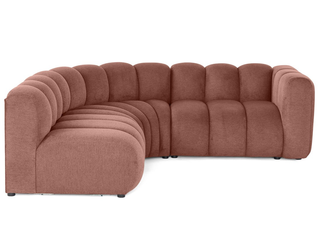Canapé modulable d'angle gauche 4 places avec accoudoir en tissu texturé Debbie