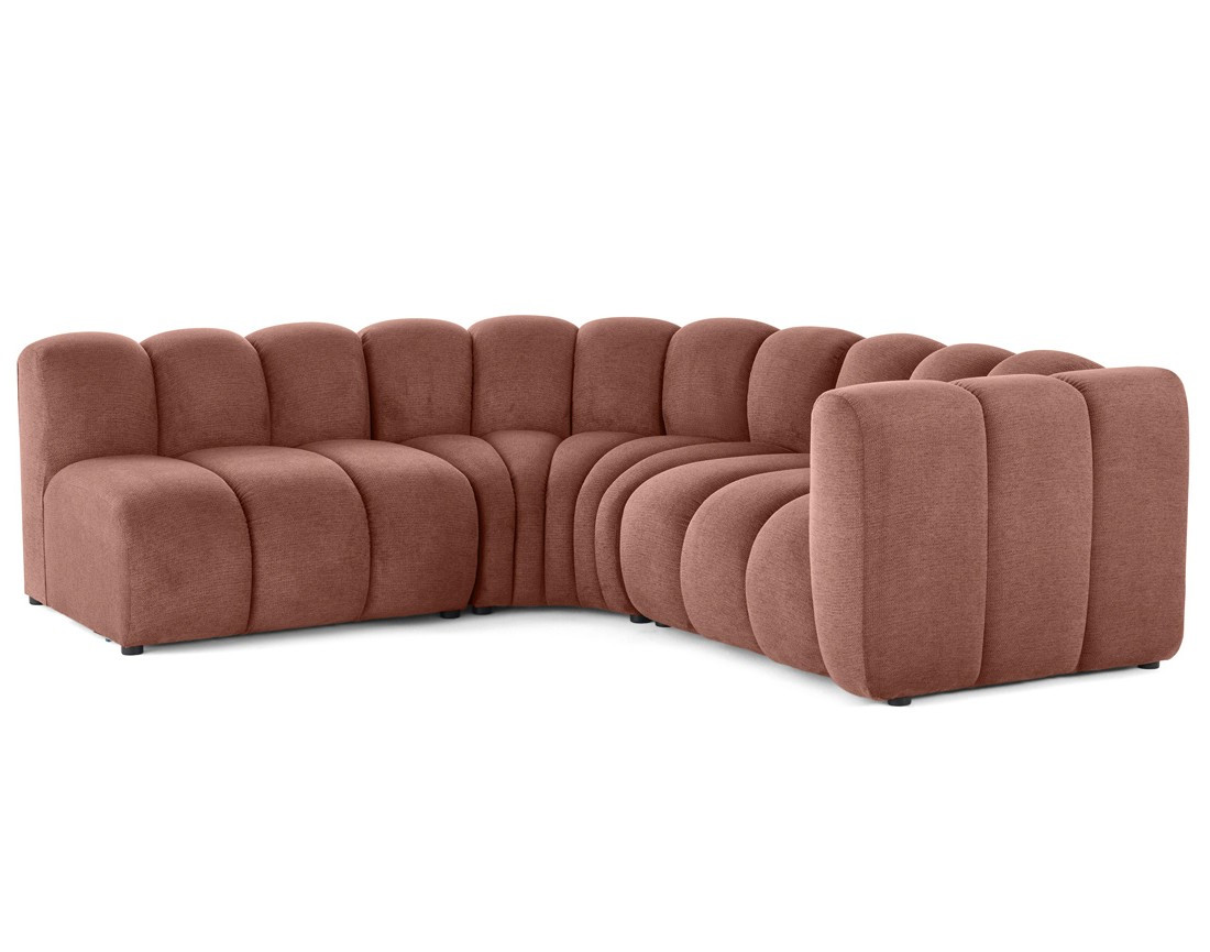 Canapé modulable d'angle gauche 4 places avec accoudoir en tissu texturé Debbie
