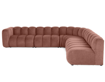 Canapé modulable d'angle droit 5 places en tissu texturé Debbie