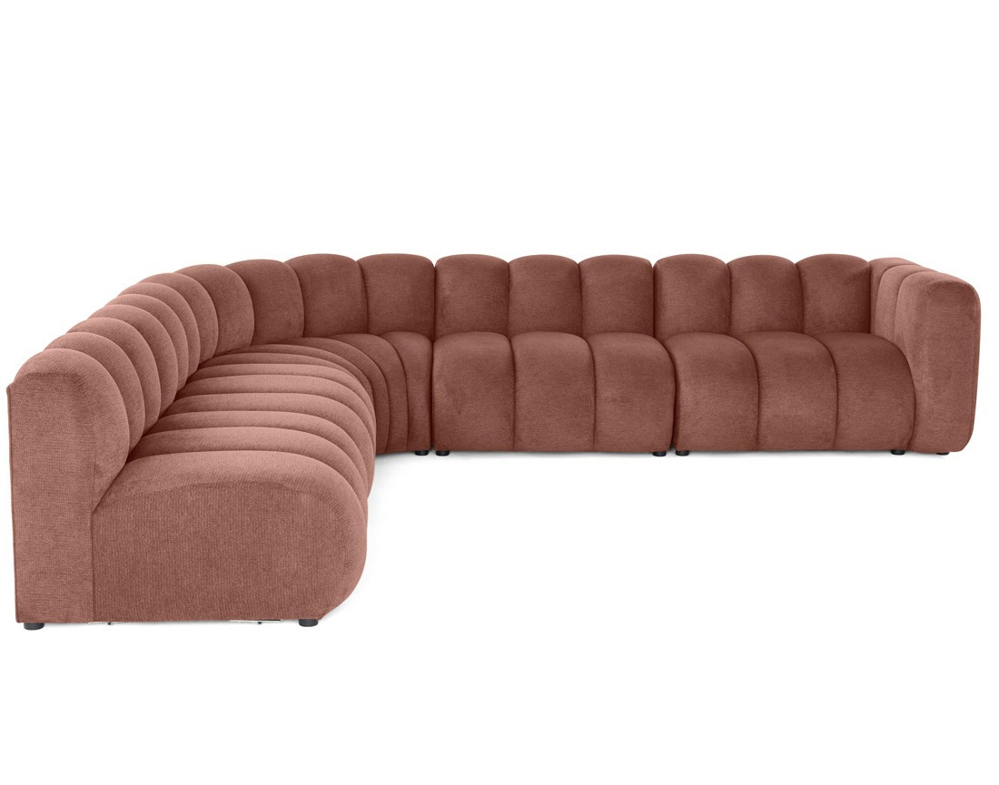 Canapé modulable d'angle gauche 5 places en tissu texturé Debbie