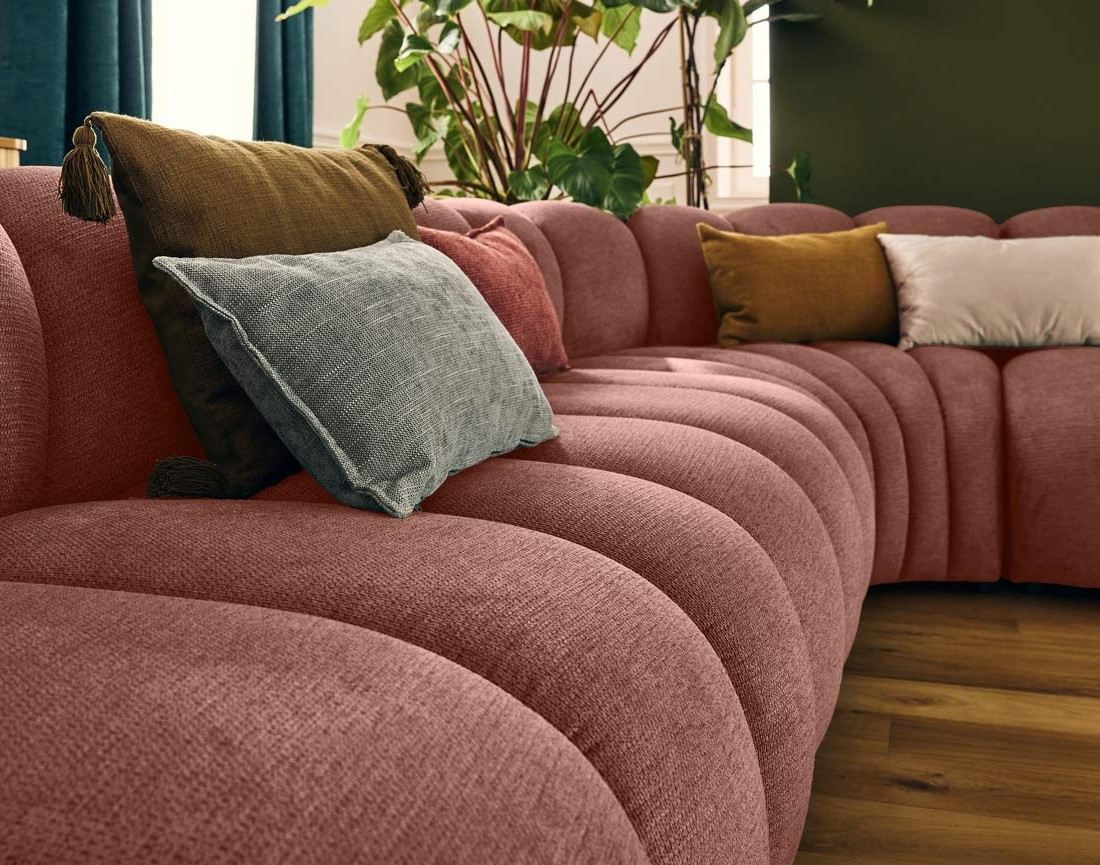 Canapé modulable d'angle gauche 5 places en tissu texturé Debbie