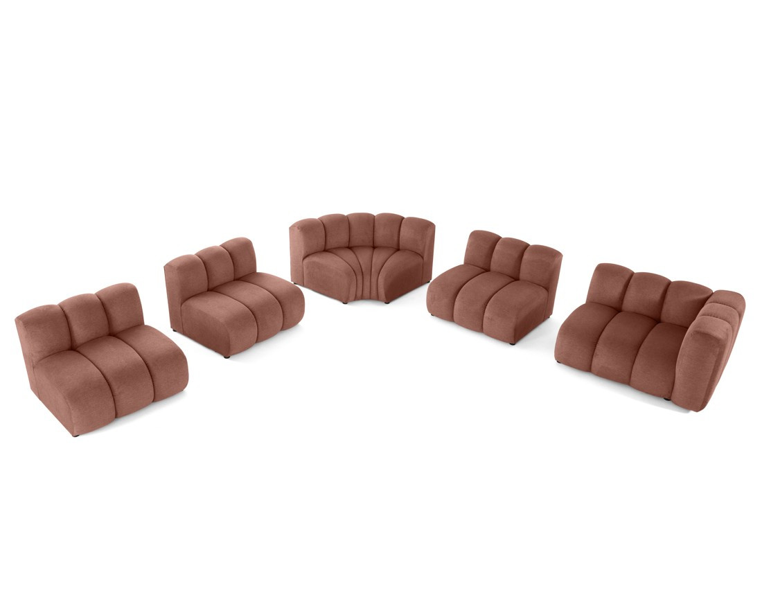Canapé modulable d'angle gauche 5 places en tissu texturé Debbie