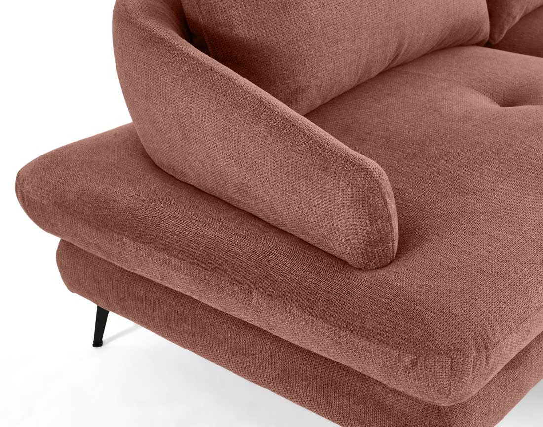 Canapé d'angle droit 4 places convertible avec coffre en tissu texturé Ninon