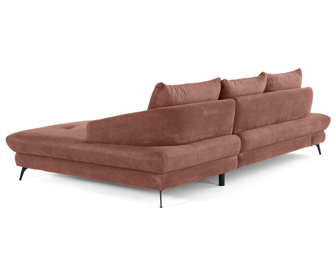 Canapé d'angle droit 4 places convertible avec coffre en tissu texturé Ninon