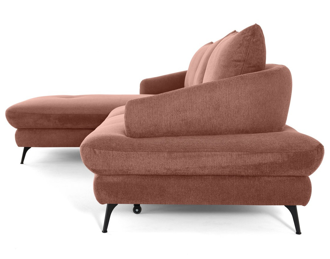 Canapé d'angle gauche 4 places convertible avec coffre en tissu texturé Ninon