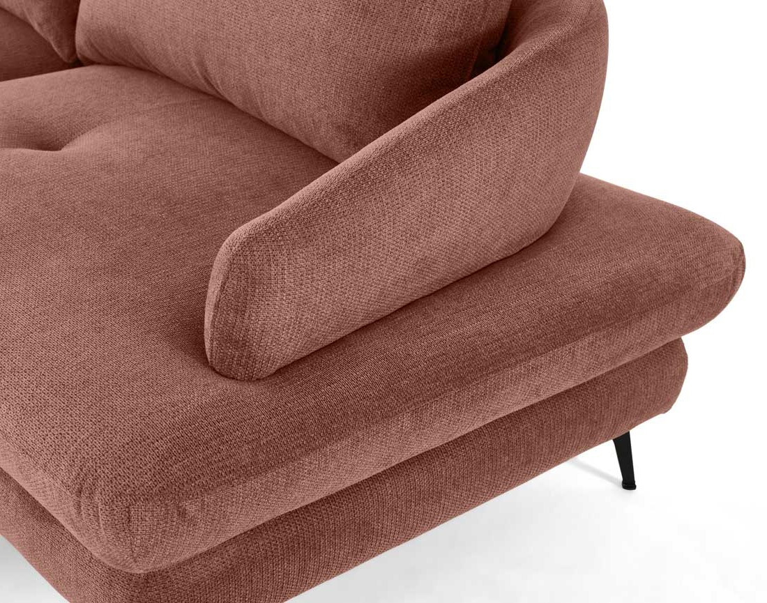 Canapé d'angle gauche 4 places convertible avec coffre en tissu texturé Ninon