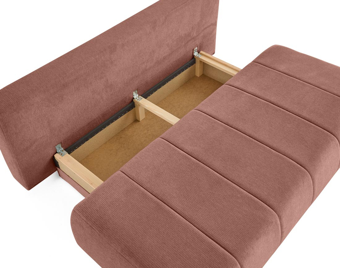 Canapé droit 3 places convertible avec coffre en tissu texturé Harper