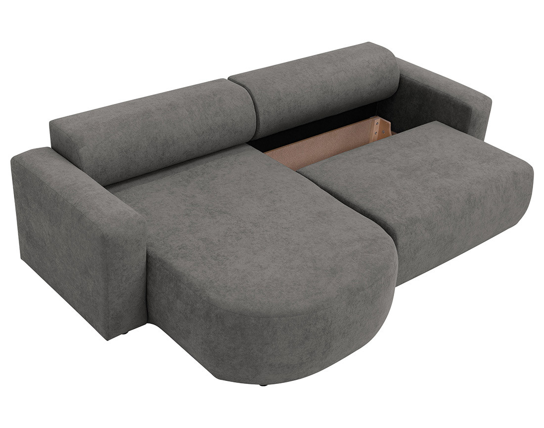 Canapé d'angle réversible 4 places convertible avec coffre en tissu Brunello