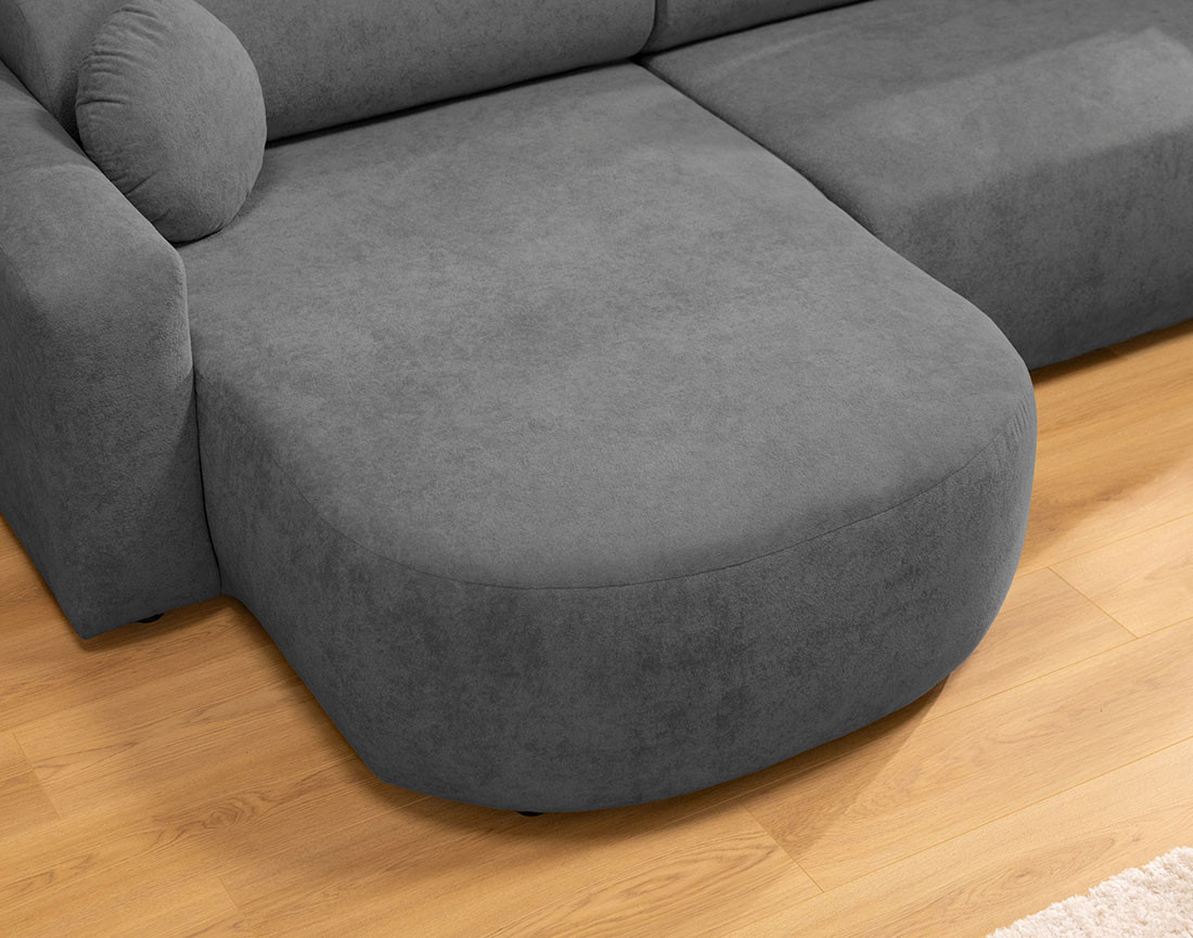 Canapé d'angle réversible 4 places convertible avec coffre en tissu Brunello