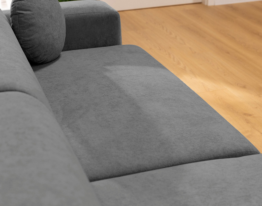 Canapé d'angle réversible 4 places convertible avec coffre en tissu Brunello